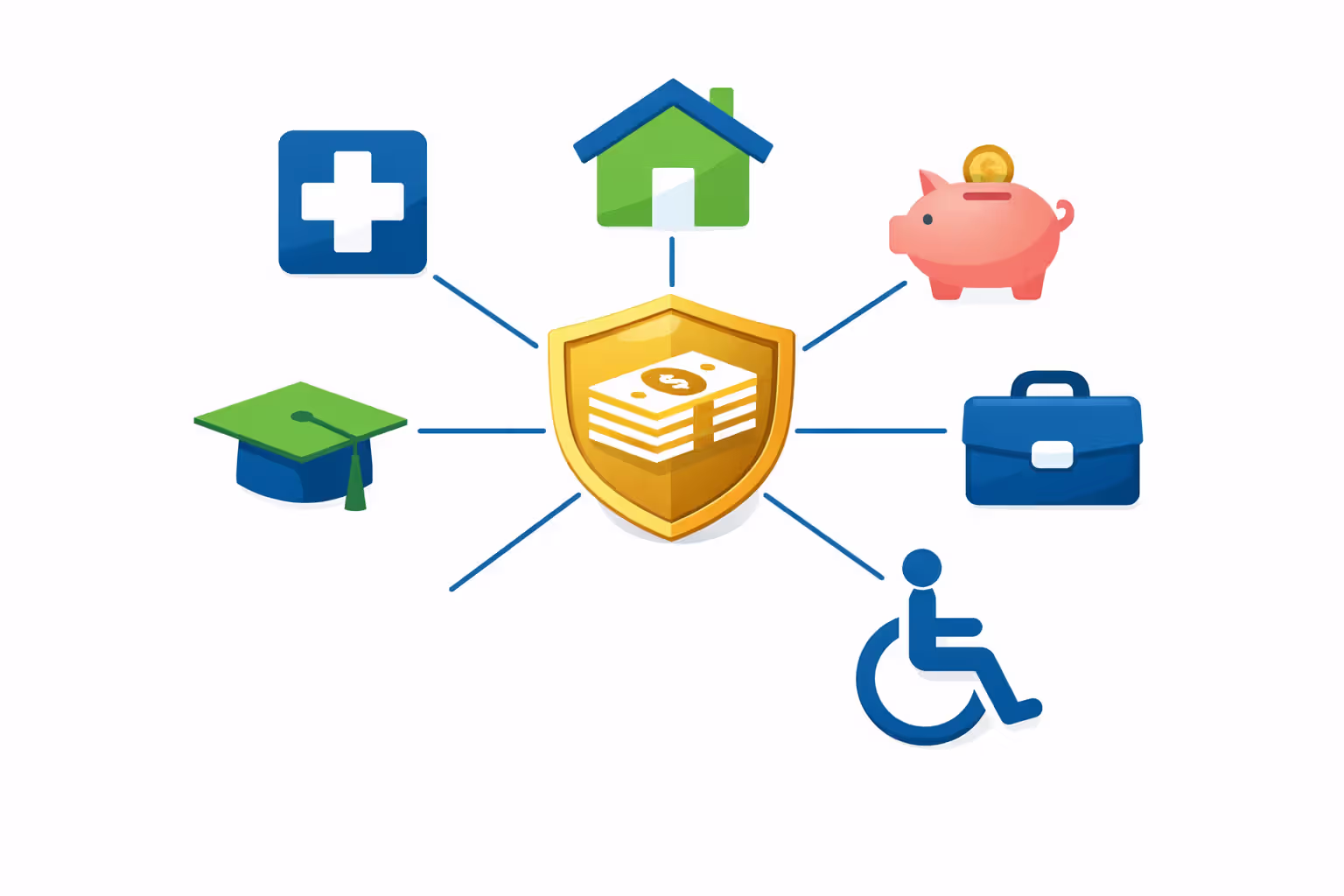 Hub and spoke diagram showing structured settlement income coordination with financial needs